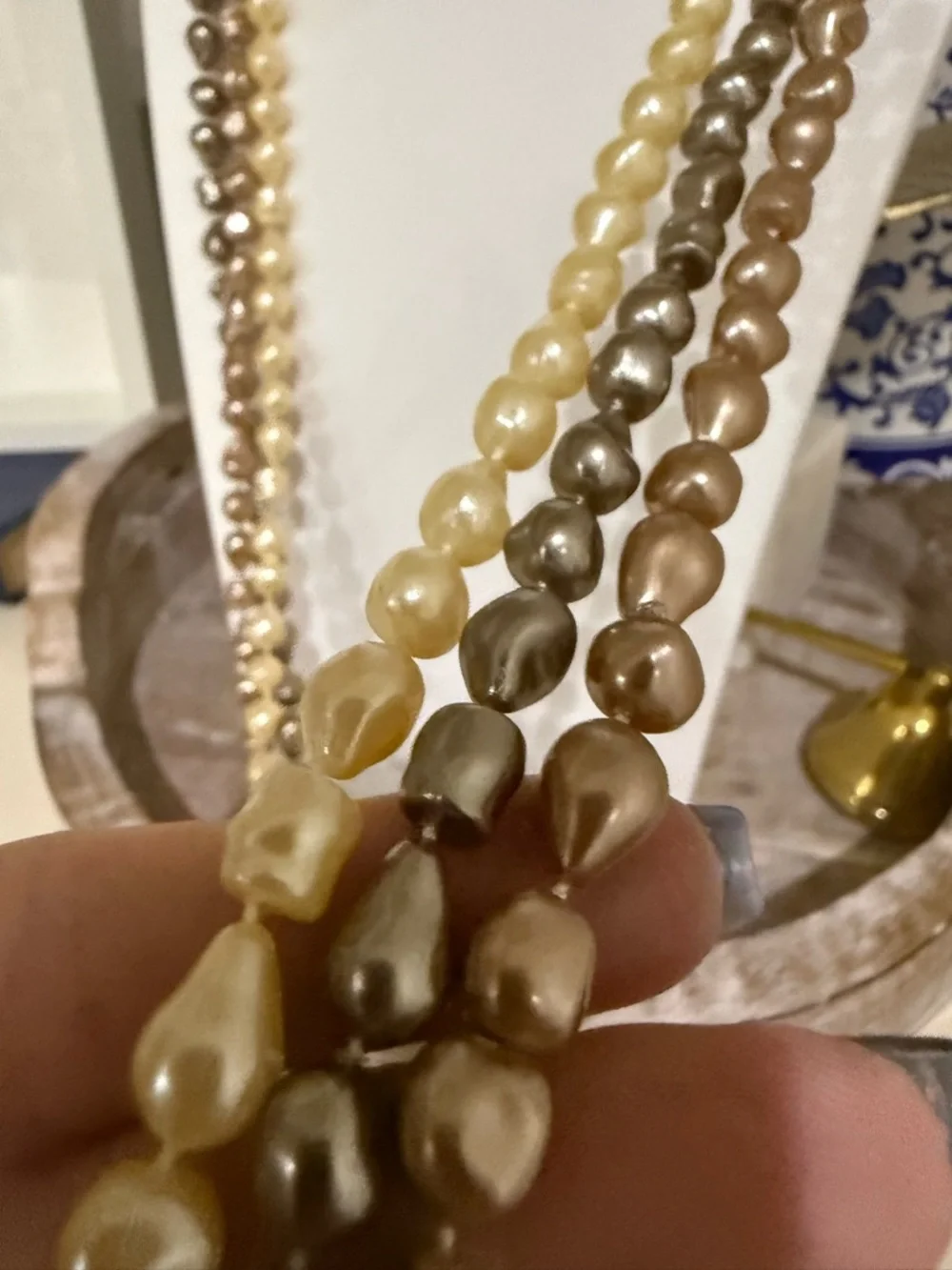 Set of 3 Long Faux Pearl Costume Necklaces